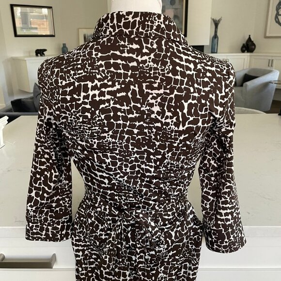 Jacob 3/4 Slv Poly Blend Animal Print Wrap Dress Chocolate Brown + White Sz XS - Picture 7 of 14